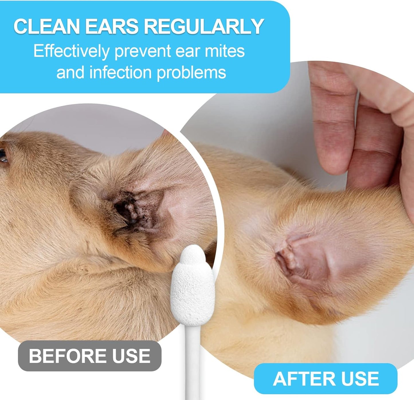 Dog Ear Cleaning Swabs – Gourd-Shaped Design for Safe Pet Ear Care, L-Size, 56 Pcs