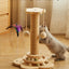 Cat Scratching Post for Kittens, 4 in 1 Wooden Cat Scratcher Toy, 17.7" Tall Scratch Post with 2 Level Cat Track Balls, Interactive Feather Toy and 2 Sisal Hanging Balls for Indoor Kittens