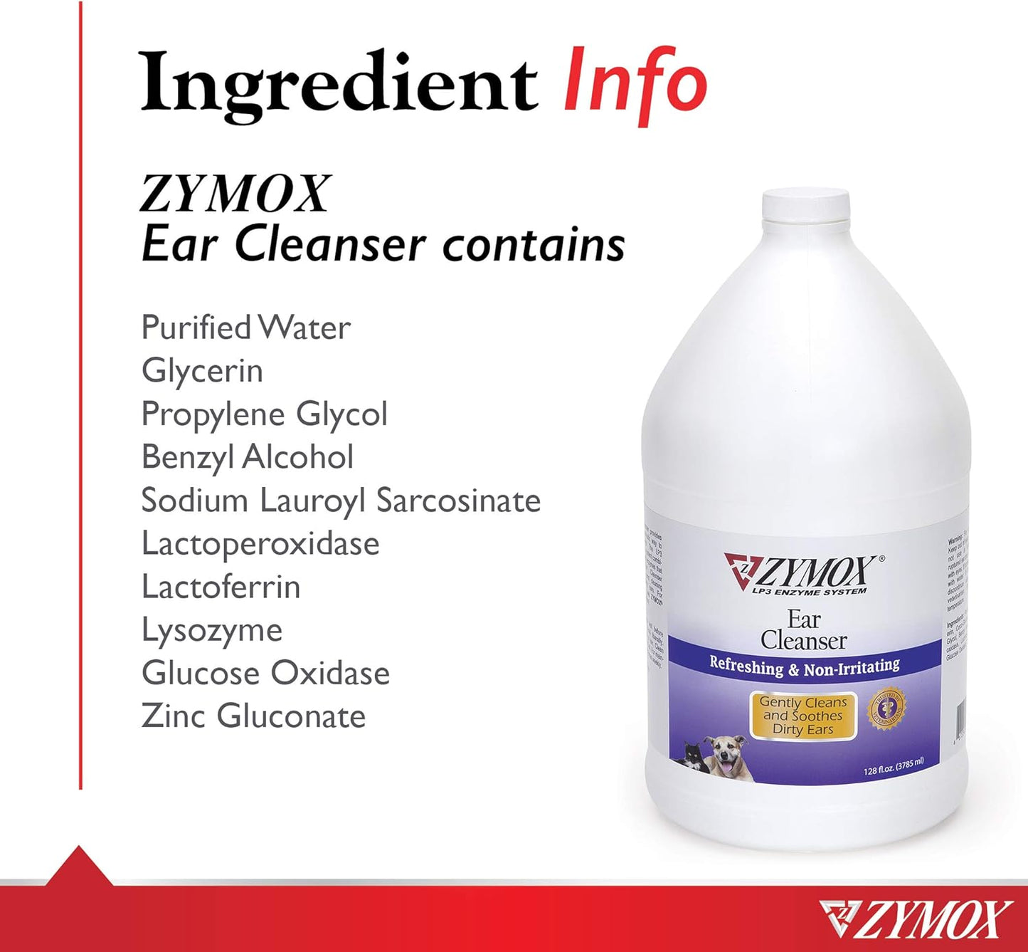 Zymox Ear Cleanser Solution for Dogs and Cats, 1 Gallon