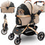 Dog stroller with 4 Wheels, Folding Cat Stroller for Small/Medium/Large dogs & cats to 60 lbs, pet stroller with removable carrier