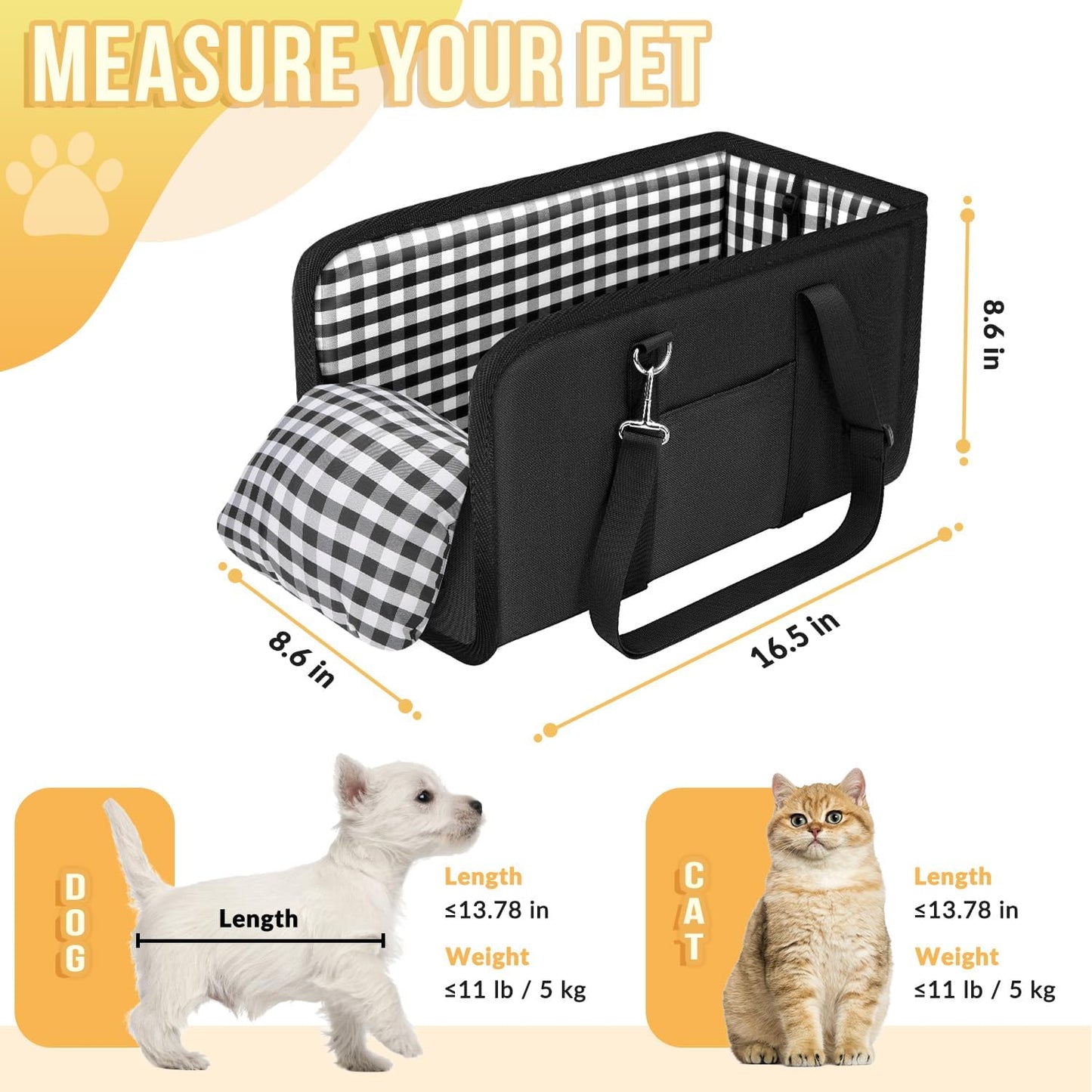 SlowTon Console Dog Car Seat, Pet Booster Seat
