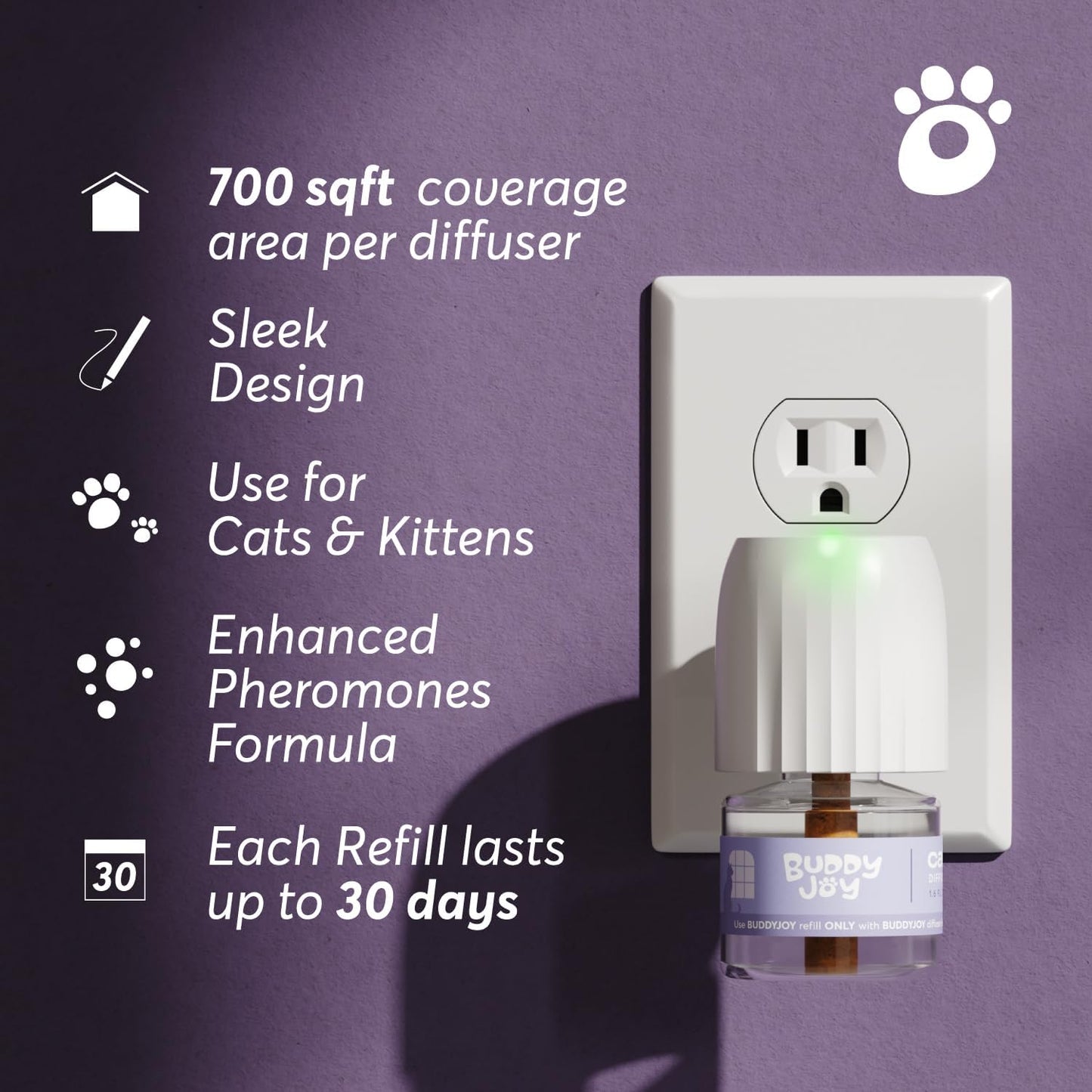 Cat Calming Diffuser Refills – Long-Lasting 30-Day Formula with Pheromones for Stress Relief– (3 Diffusers + 3 Refills)