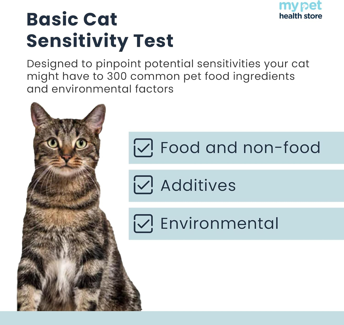 My Pet Health Store Allergen Sensitivity Test - Home Cat Allergen Test | 300 Items | Fast 3-5 Day Results | Gentle Fur Sampling | Comprehensive Food & Environment Analysis | Suitable for All Cats