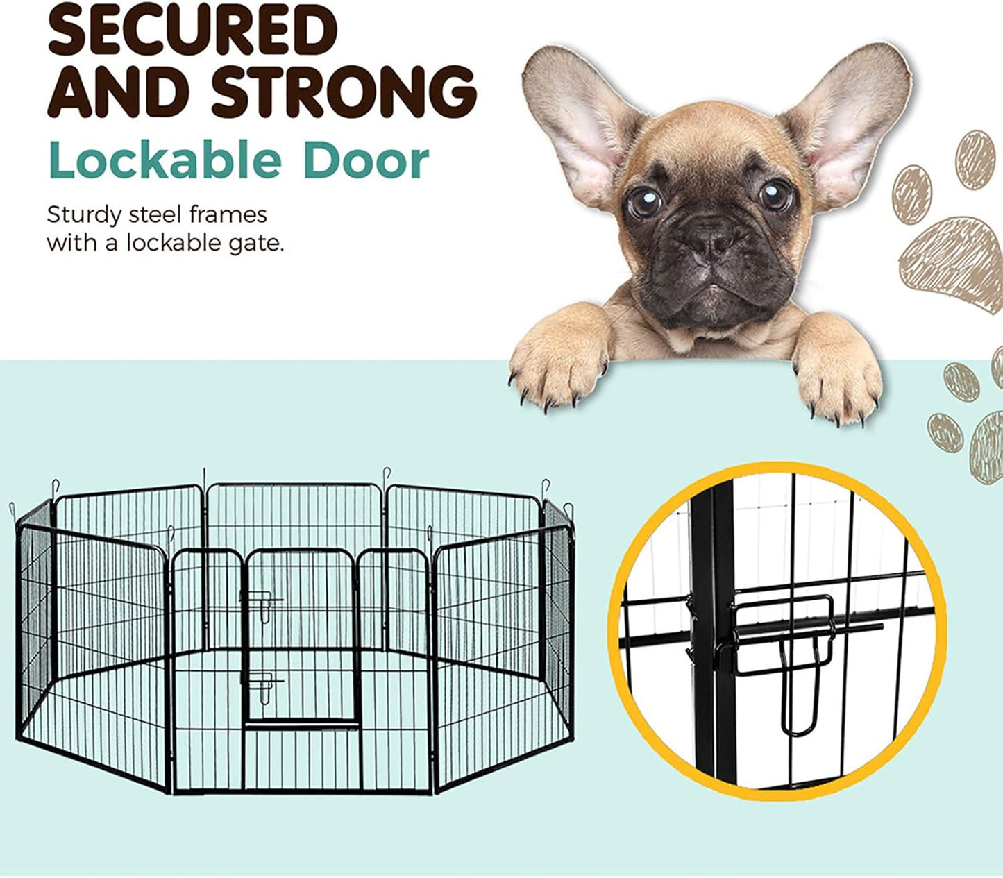 i.Pet 32" Large 8 Panel Pet Dog Playpens Rabbit Play Pen Fence Cage Puppy Exercise