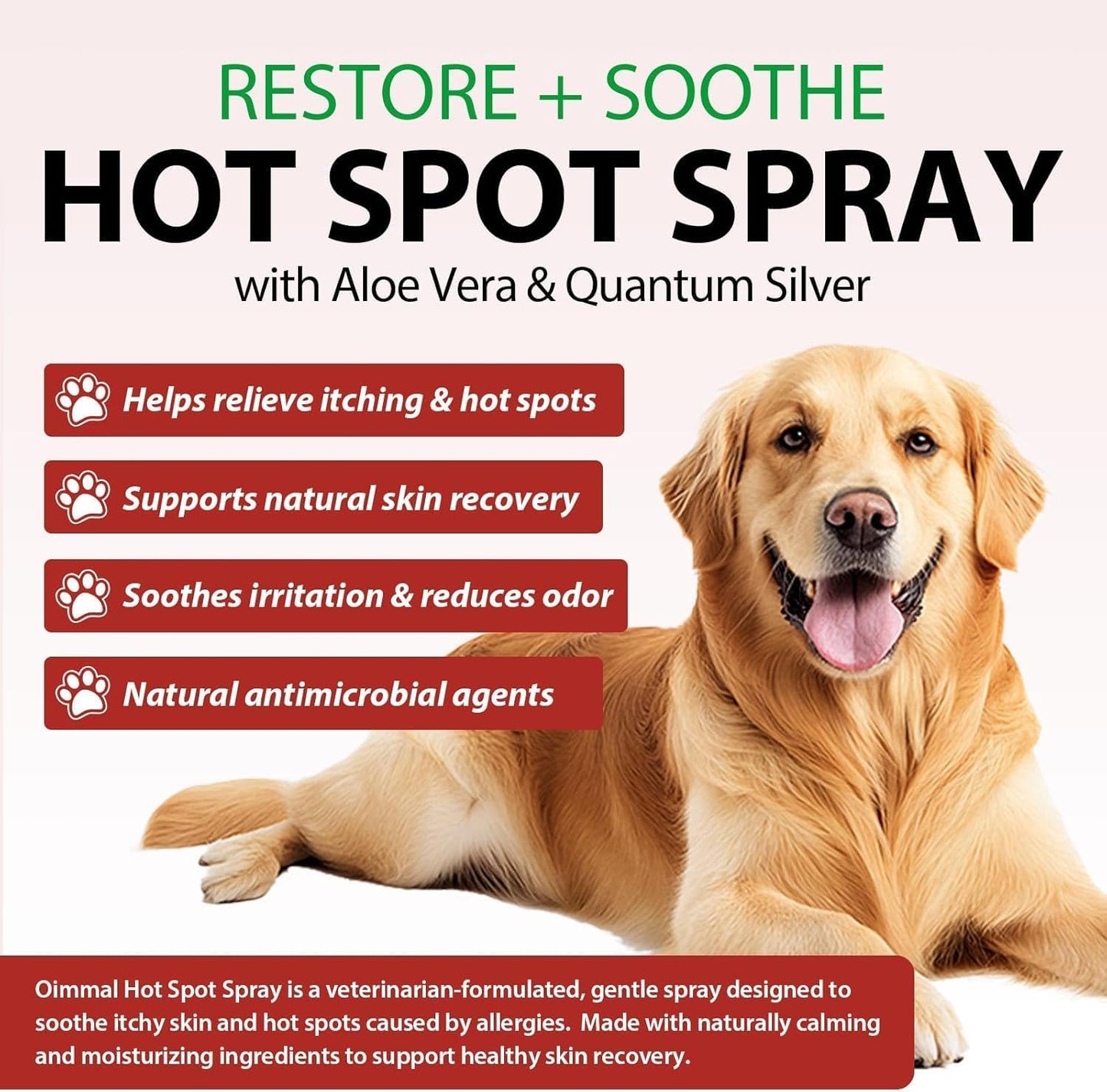 Dog Hot Spot Spray 100mL | Soothes Itchy Skin, Hot Spots & Licking Irritation | Gentle Aloe Vera, Chamomile & Lavender Extract Formula | Moisturizing & Calming Skin Care for Dogs