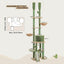PAWZ Road Cactus Cat Tree Floor to Ceiling Tower with Adjustable Height(216-285cm), 7 Tiers Climbing Activity Center Cozy Hammocks, 5 Platforms and Scratching Posts for Indoor Cats, Green