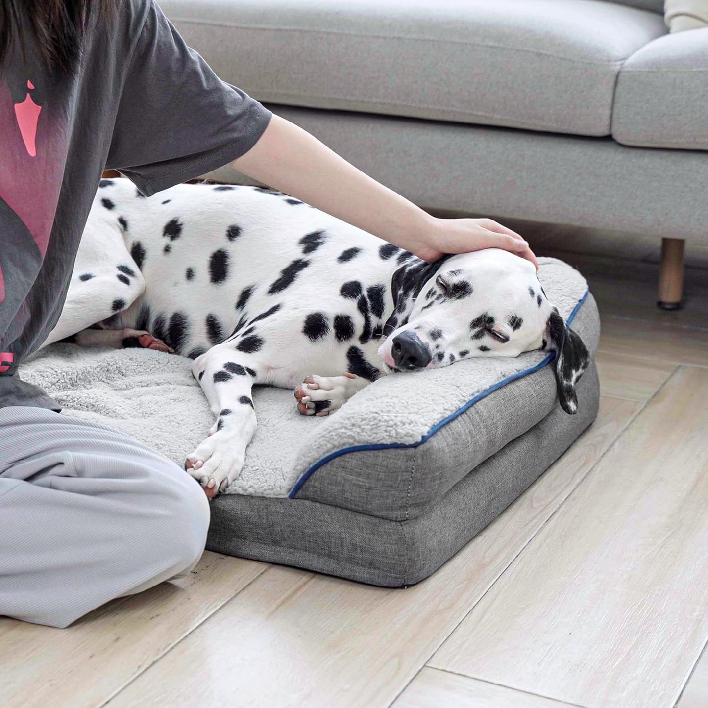 Sivomens Dog Bed for Medium Dogs, Egg Crate Foam Orthopedic Dog Bed with L-Shaped