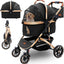 Dog stroller with 4 Wheels, Folding Cat Stroller for Small/Medium/Large dogs & cats to 60 lbs, pet stroller with removable carrier, Storage Basket,Cup Holder,3 in1 Multifunctiona Detachable