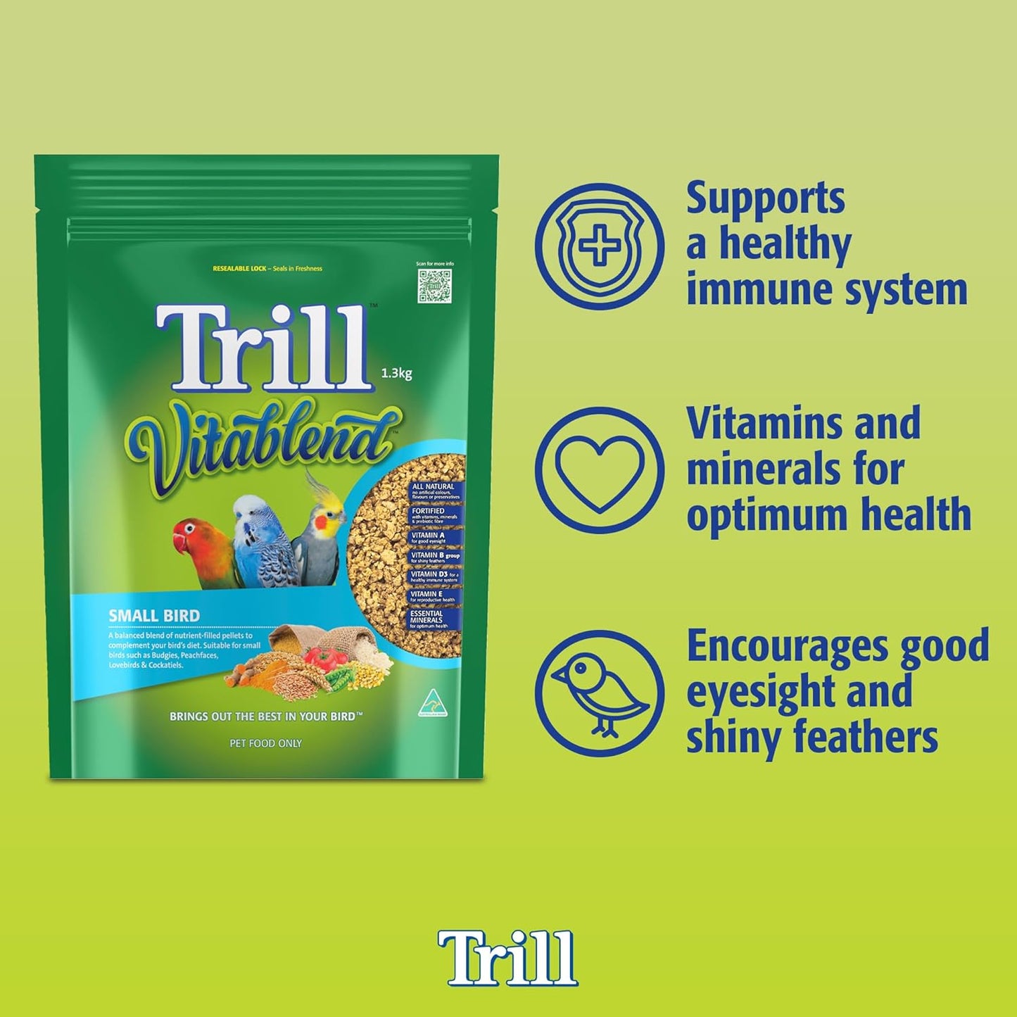 Trill Vitablend Small Bird Food 1.3kg, Pellets