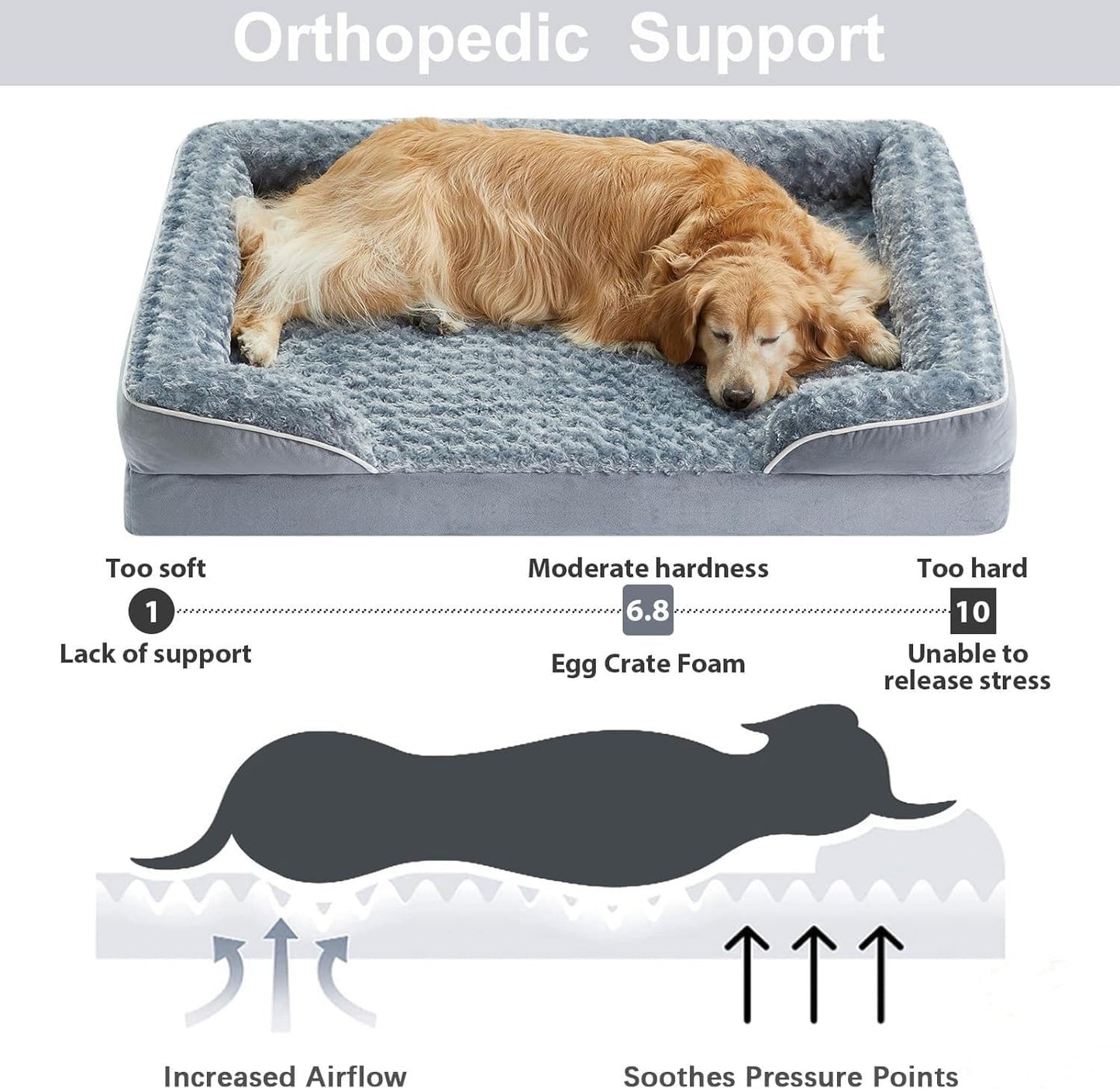 TARODEA Dog Beds for Large Dogs, Washable Dog Bed, Bolster Dog Sofa Bed