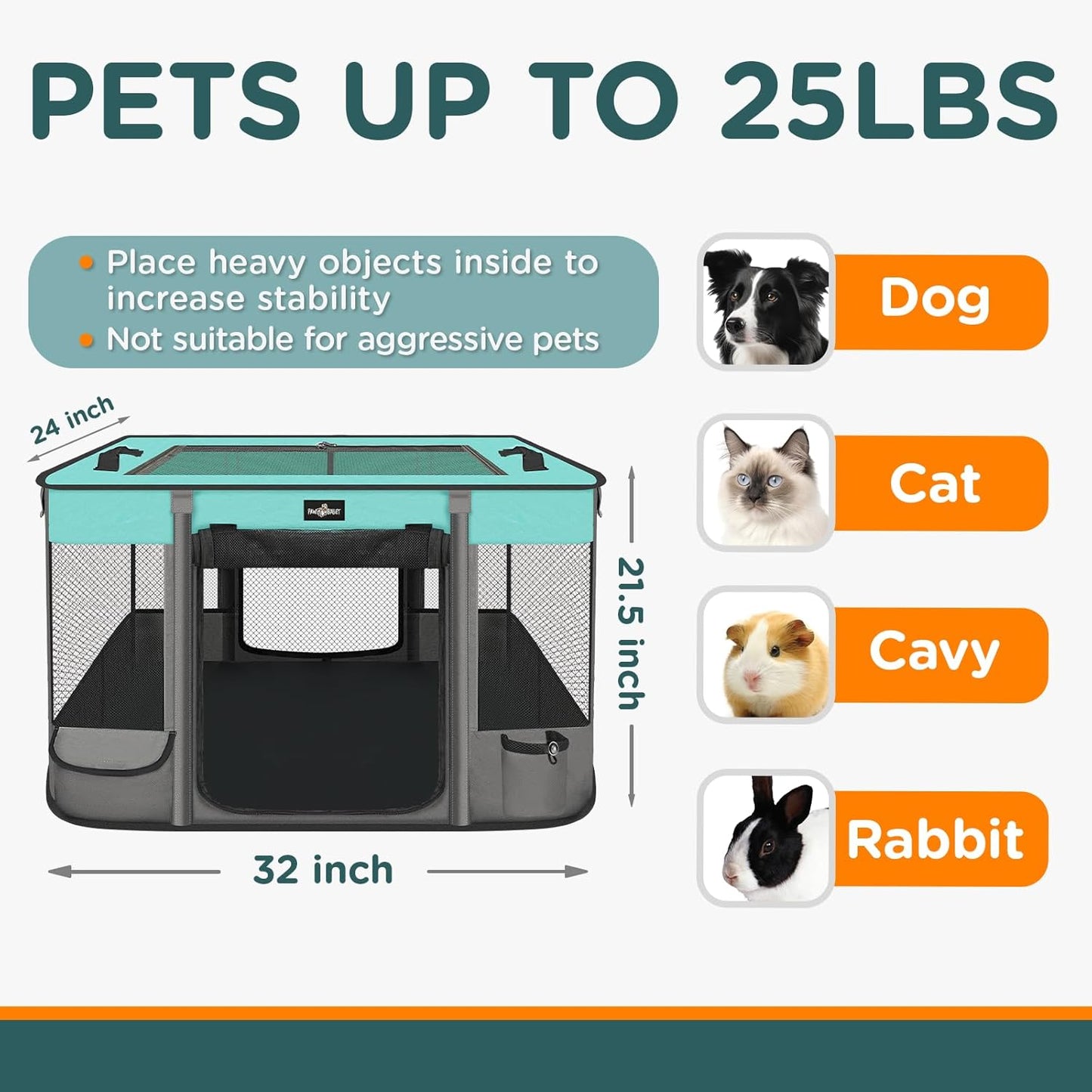 Foldable Pet Kitten Playpen, Waterproof Portable Cat Dog Playpen Kennel Tent for Small Dog Cat