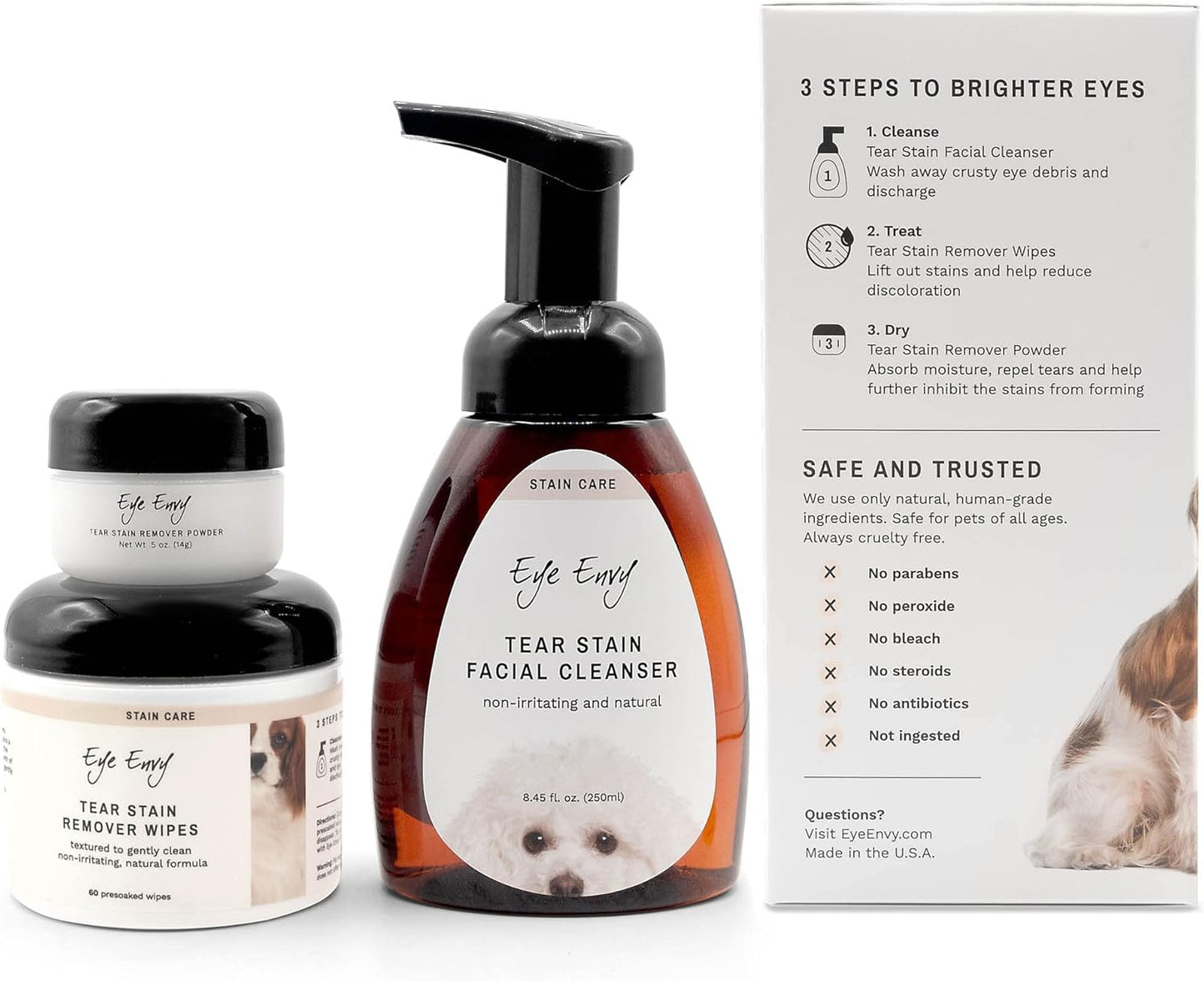 Eye Envy 3 Step Tear Stain Remover Kit for Dogs