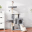 Heybly Cat Tree with Cat Self Groomer Brush, Cat Tower Condo for Indoor Cats ,Light Grey