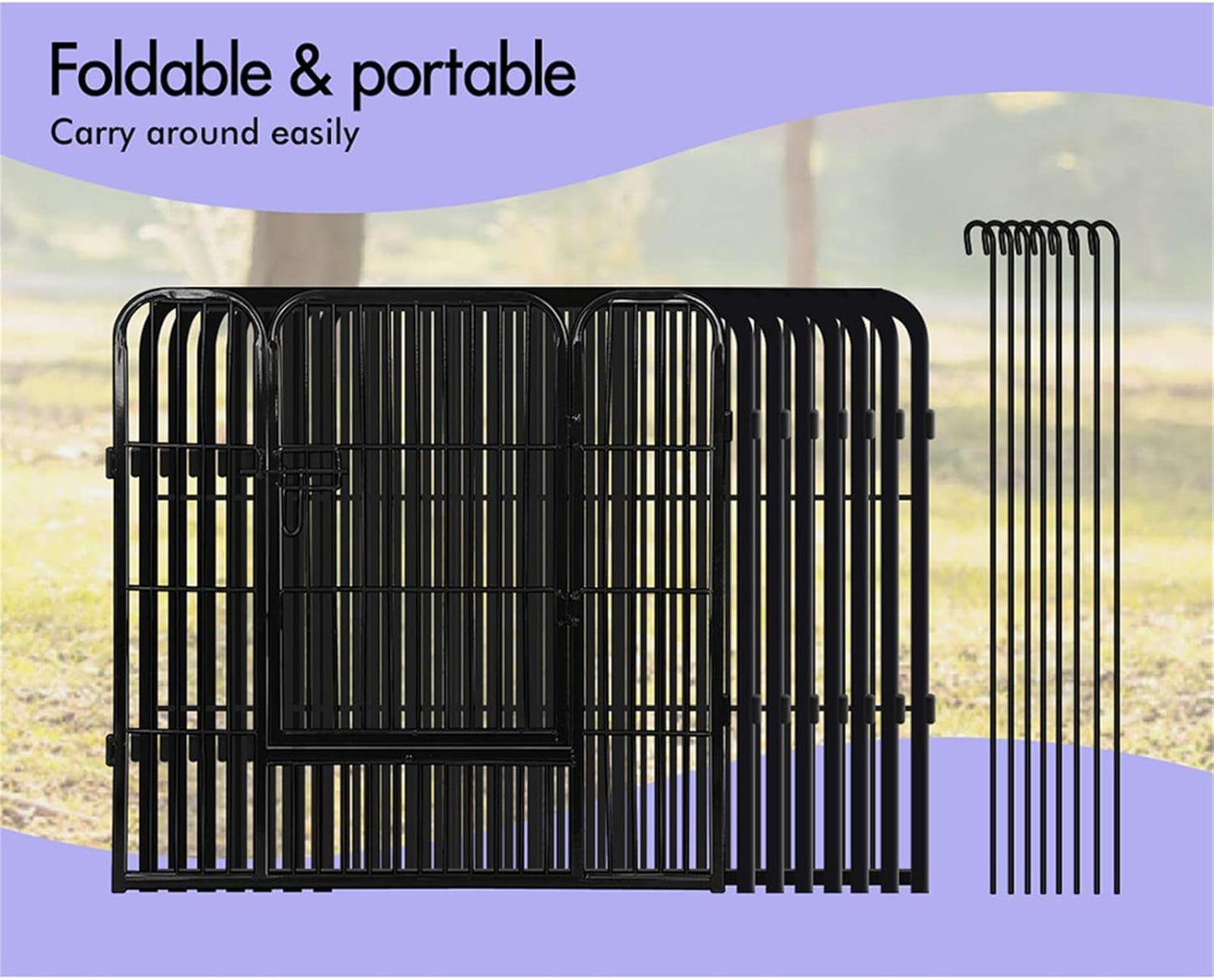 Beastie 24" Foldable Pet Dog Metal Playpen Enhanced, Universal Portable Pet Exercise Cage