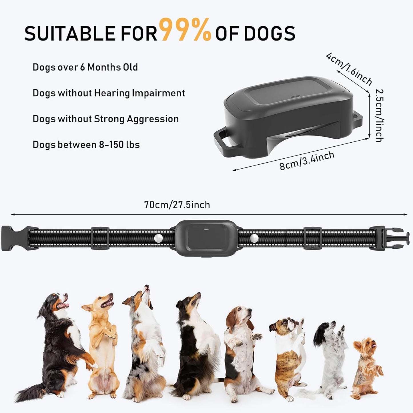 Anti Bark Collars for Dogs – Ultrasonic Dog Barking Collar with No Shock,Large Dog