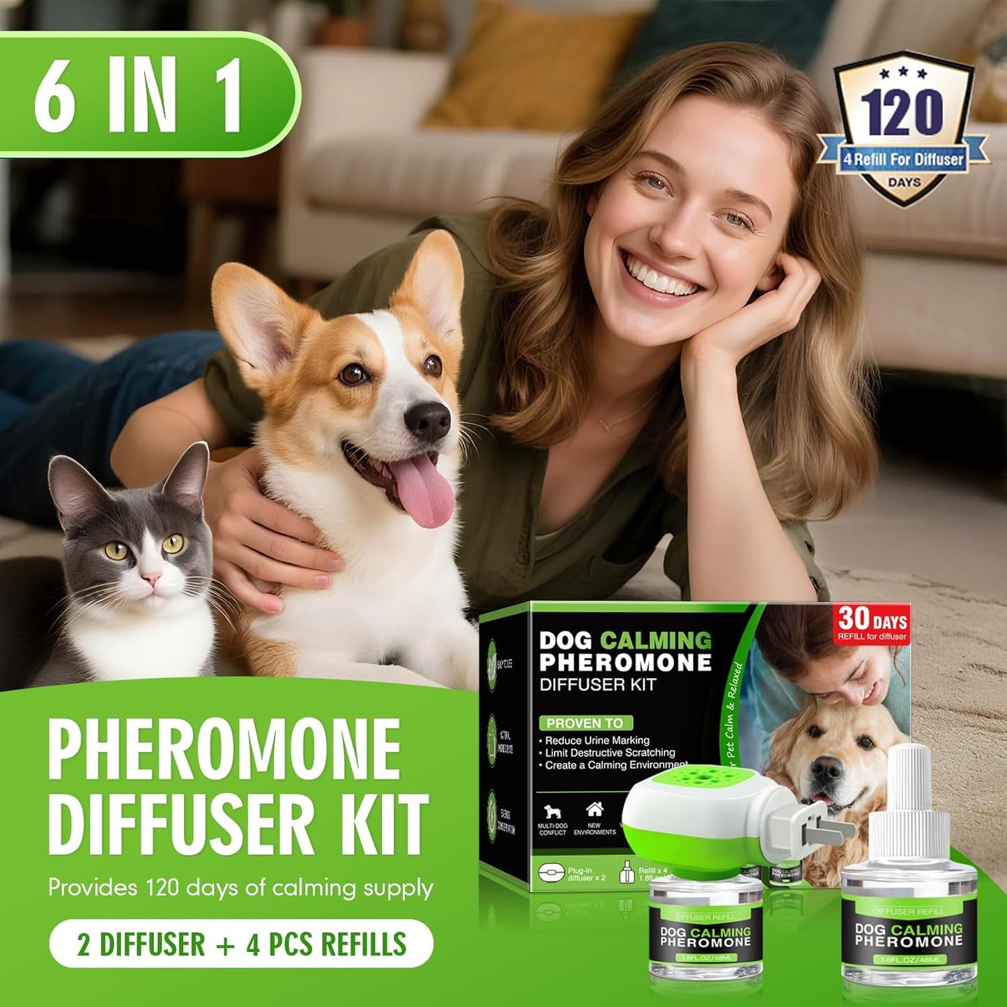 Dog Pheromone Calming Diffuser–100% Natural Anxiety Relief for Dogs