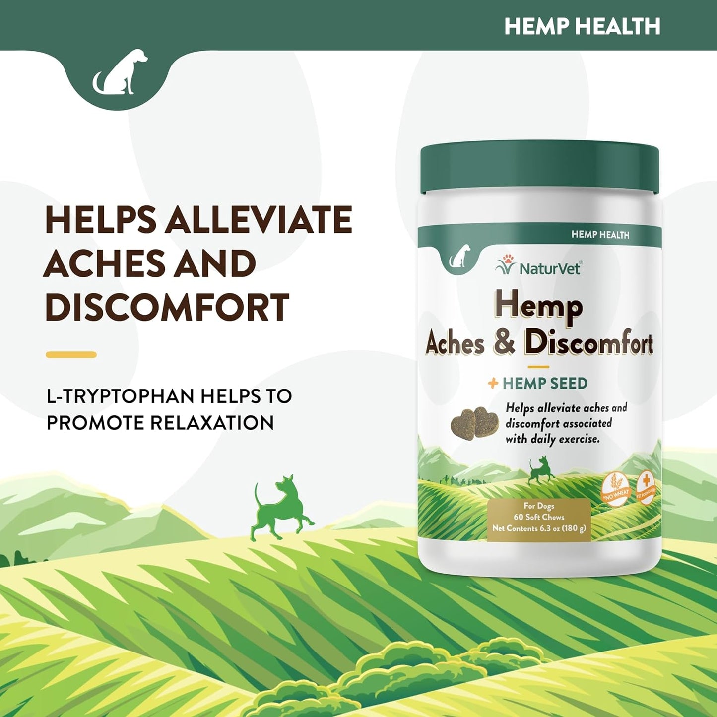 NaturVet Hemp Aches & Discomfort Plus 60k Cannabis Seeds for Dogs