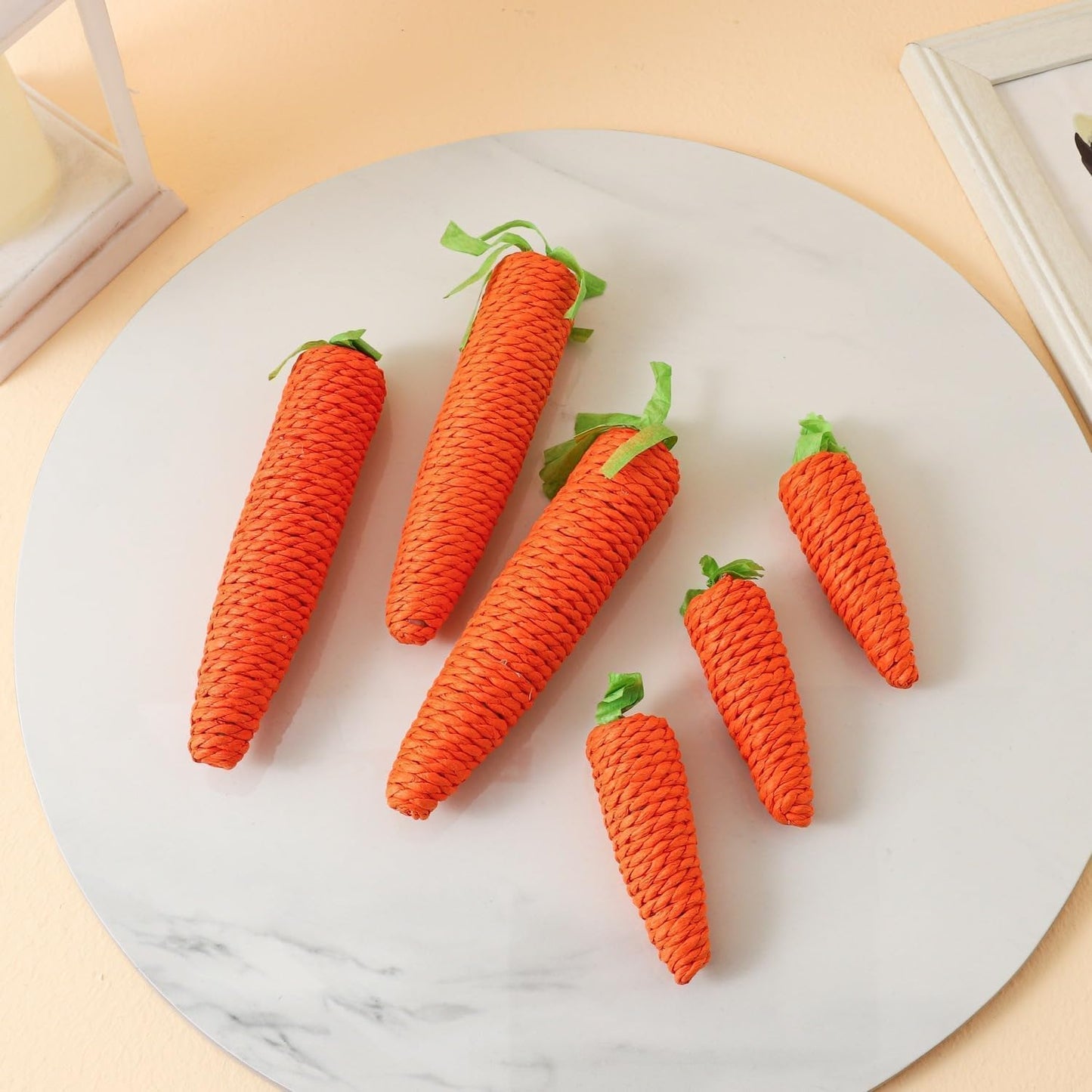 Cat Chew Toys, 2Pcs Carrot Shapes Cat Rope Toys with Sounding Parcels Interactive