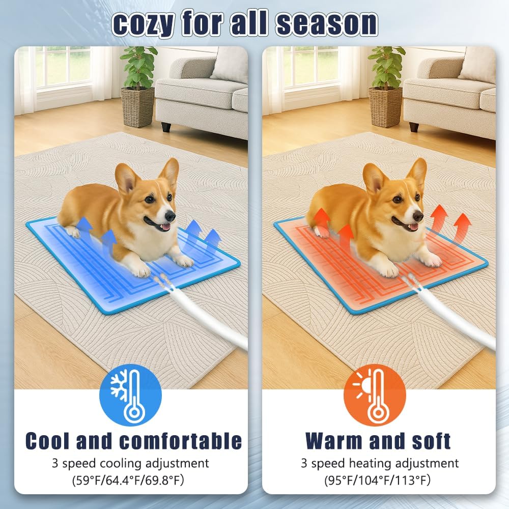 DuDuDog Electronic Self-Cooling and Heating Pet Mat for Dogs and Cats,15.75 x 23.62 Inches