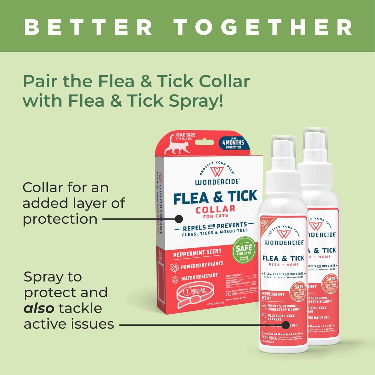 Wondercide Cat Collar - Flea, Tick, and Mosquito Repellent for Cats - with Natural Essential Oils - Pet and Family Safe - Up to 4 Months Protection