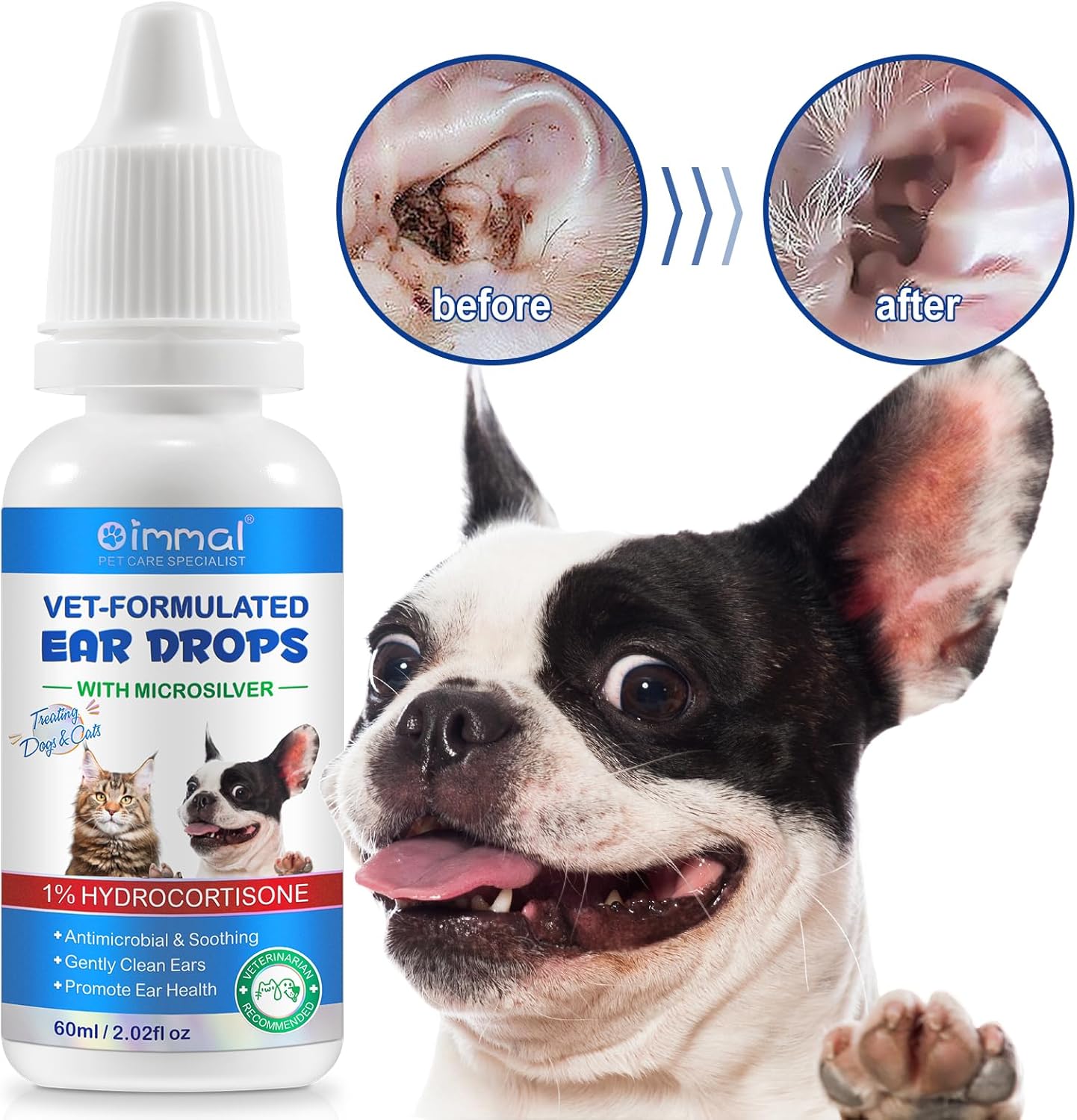 Dog Ear Drops, Dog Ear Cleaning, Gentle Ear Solution for Dog, Hypoallergenic Ear Wash for Dog