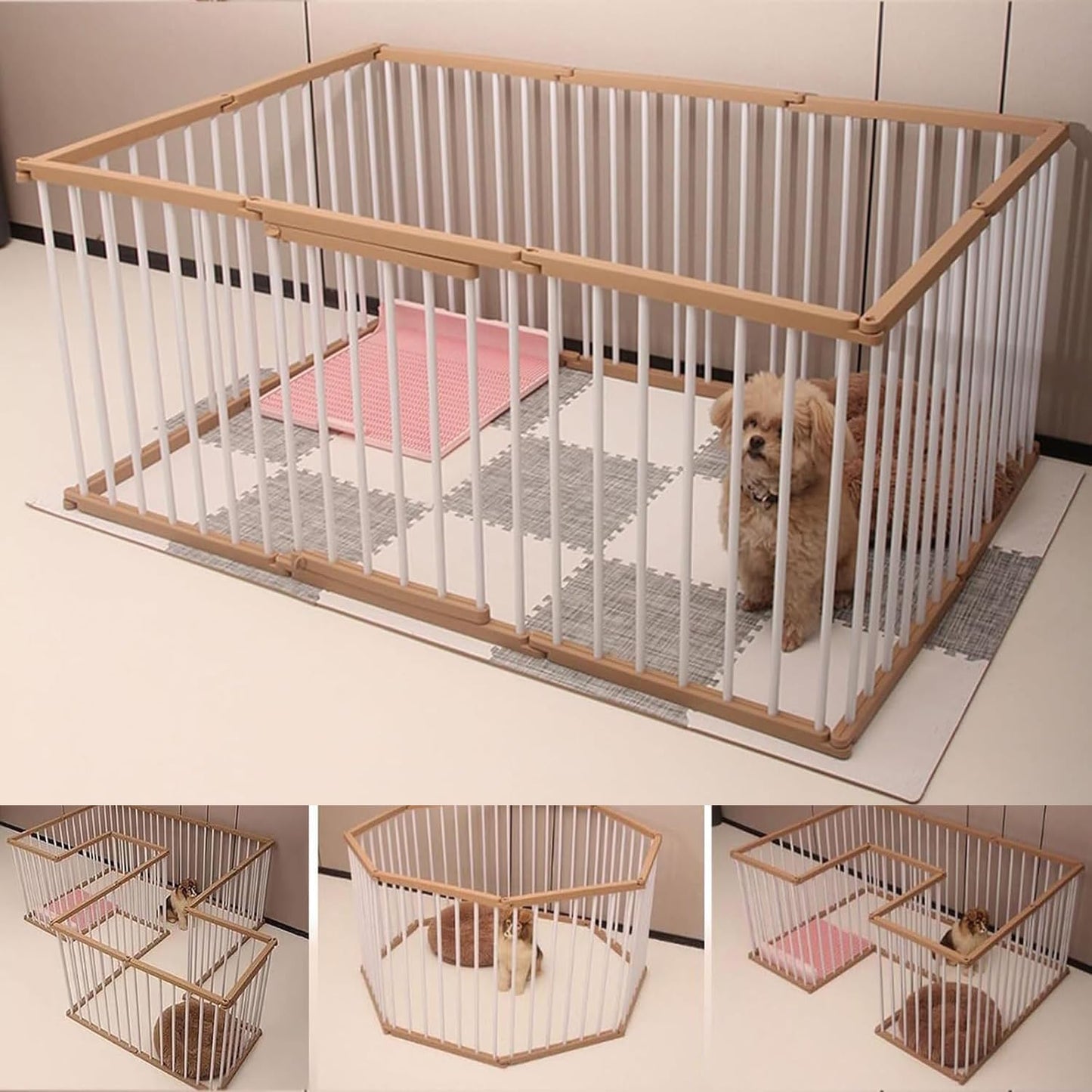Enliansgo Dog Playpen 10 Panels Heavy Duty Dog Pen 54" Length Puppy Pet Playpen Outdoors & Indoors Anti-Rust Exercise Dog Fence with Doors for Medium/Small Pet Play for RV Camping Yard (Dog Playpens)