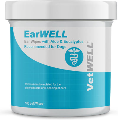 EarWELL by VetWELL Dog Ear Wipes - Otic Cleaning Wipes for Infections - 100 Count