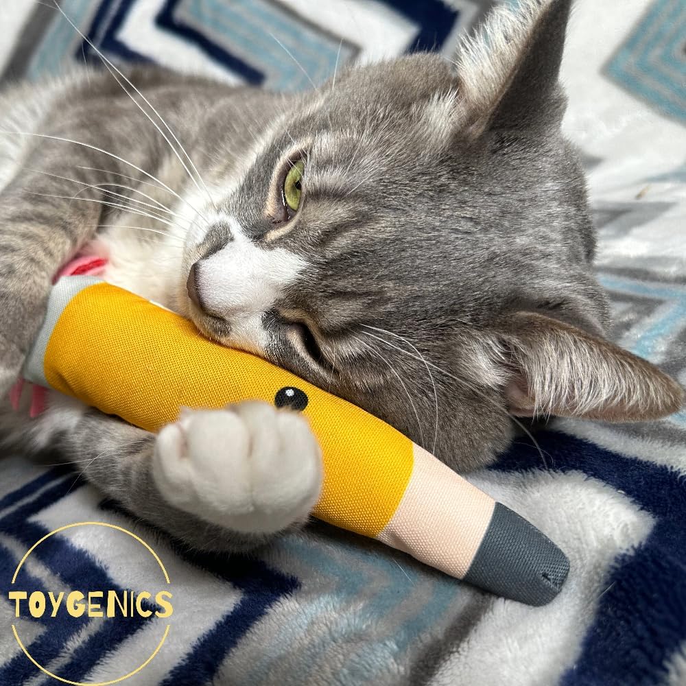 Pencil Kicker Catnip Toy w/ Long Shape & Bite Resistant Plush for Cat
