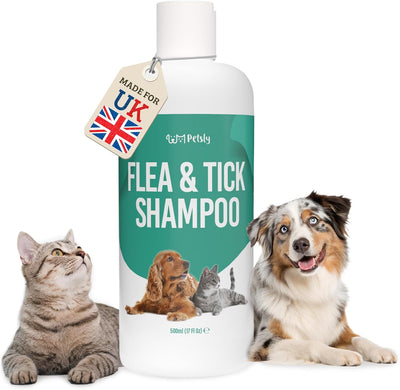 Medicated Flea & Tick Shampoo for Cats & Dogs – 500ml – Anti-bacterial & Anti-fungal - Soothing Cleanser for Itchy, Sensitive Skin – Remove Fleas & Ticks Fast – PETA Approved – Made in Germany