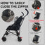 Pet Stroller with Mesh Ventilation, Lightweight Foldable Design, Cup Holder, Black