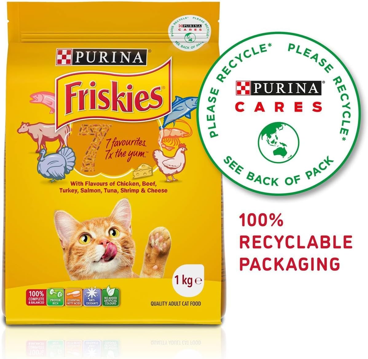 Purina Friskies Seven Flavours Adult Dry Cat Food 1 kg