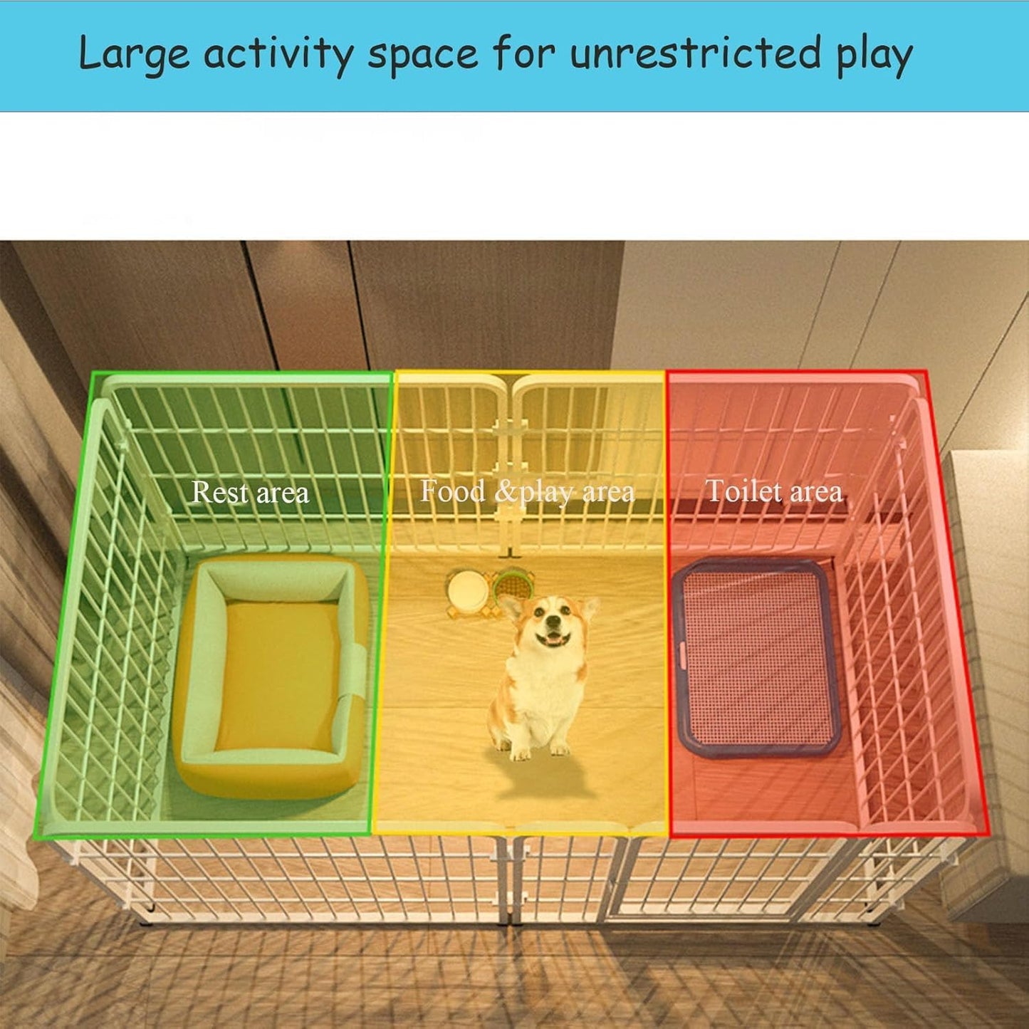 Fohouse Dog Playpen, 6-Panel 27" Pet Playpen with Door Anti-Rust Exercise Fence