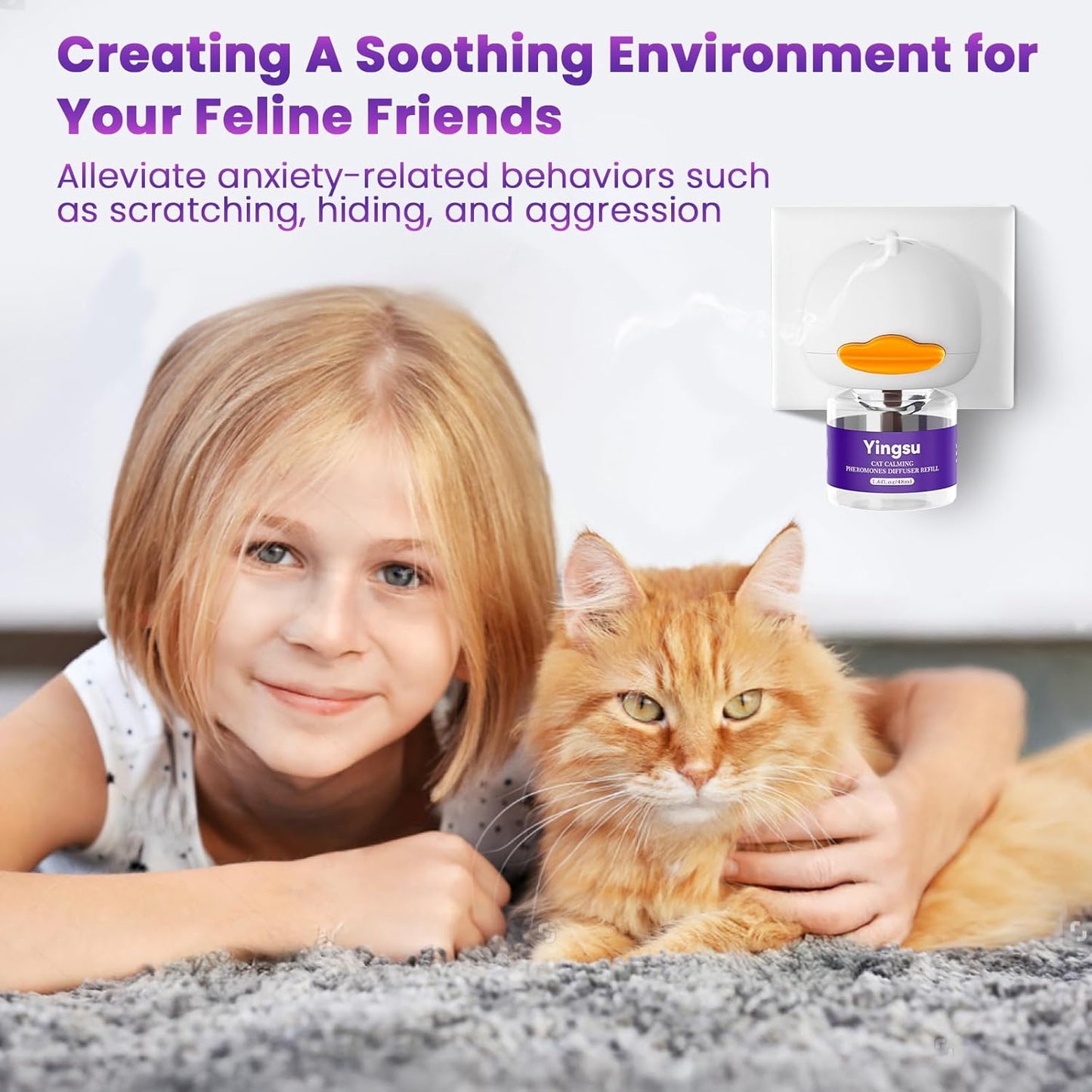 Cat Calming Diffuser, Effective Therapet MD Cat Diffuser, Relaxing Cat Calming, 2 Diffusers 2 Refills