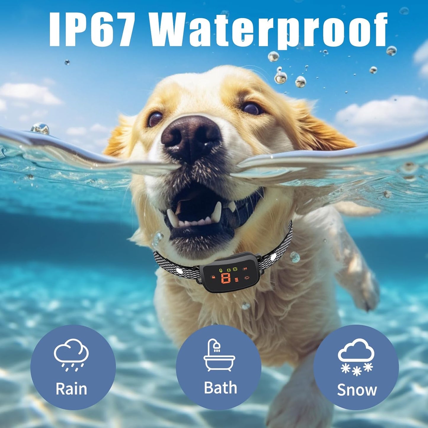 Anti Bark Collars for Dogs, No Shock Bark Collar, IP67 Waterproof Barking Collar