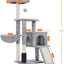Heybly Cat Tree with Cat Self Groomer Brush, Cat Tower Condo for Indoor Cats ,Light Grey