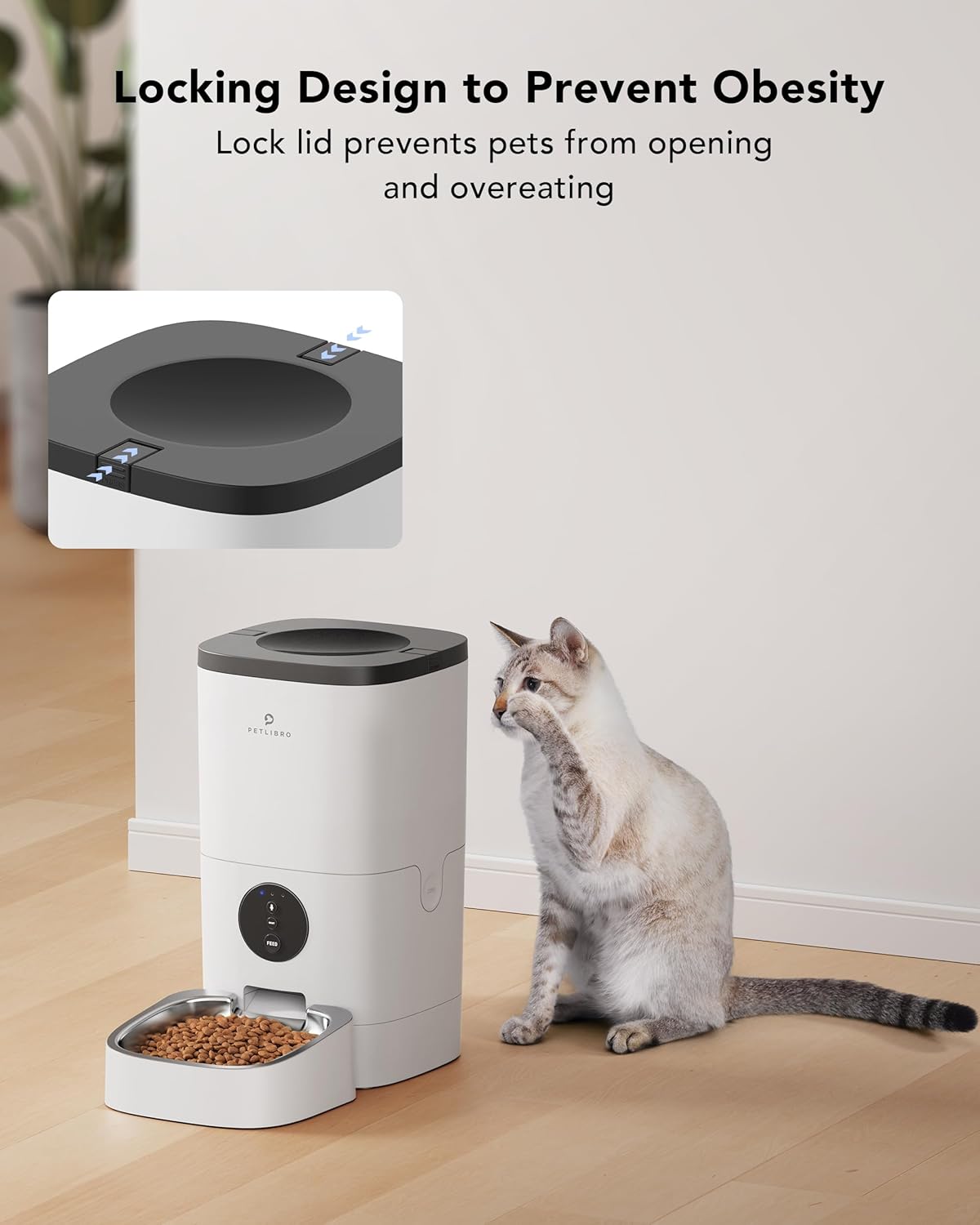 Petlibro Automatic Dog Feeder, 6L Dog Food Dispenser with Customize Feeding Schedule, 2.4G WiFi Pet Feeder with Timer Interactive Voice Recorder, Auto Dog Feeder for Cat Pet 1-4 Meals Dry Food