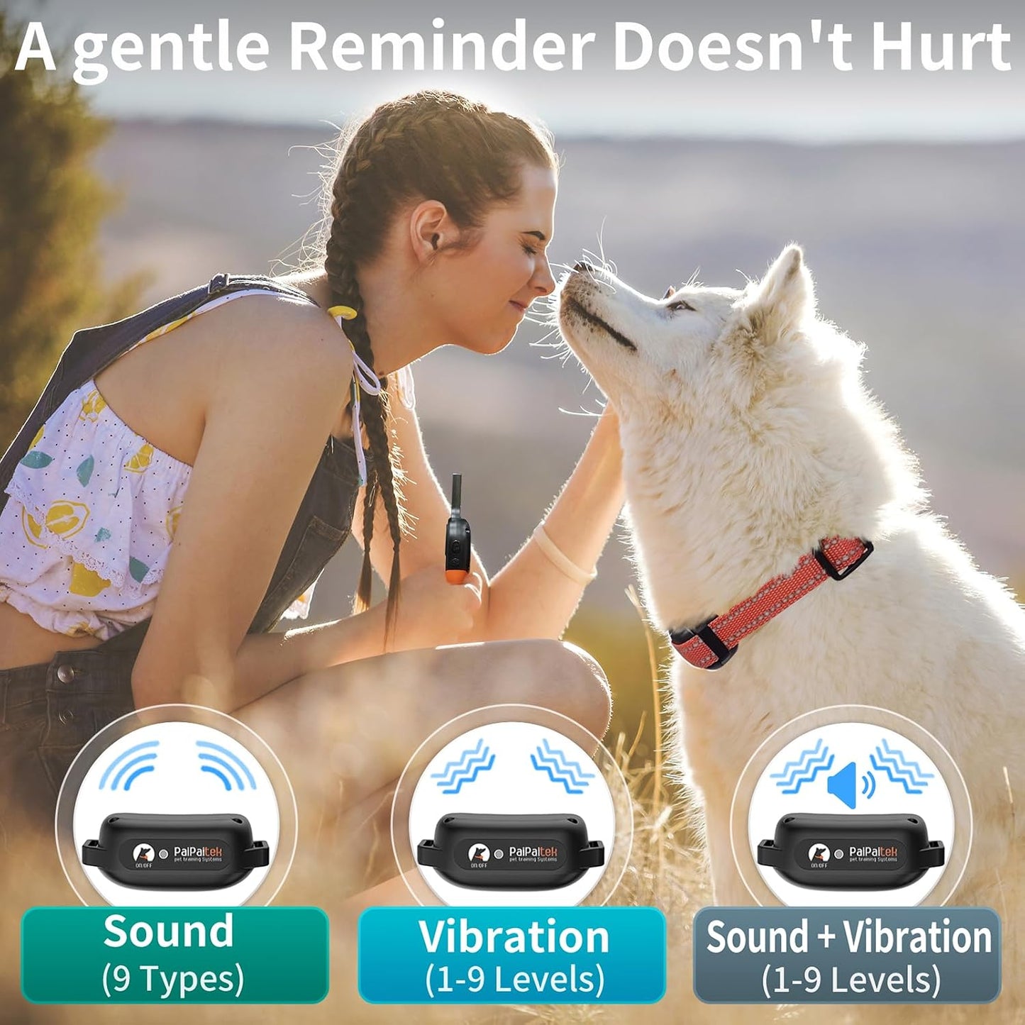 Dog Vibration Collar with Controller for 2 Dogs No Shock, 9 Types of Beeps and Vibrations, 3300ft Range & Upgraded Waterproof Training Collar for Dogs 5-120lbs - No Prongs