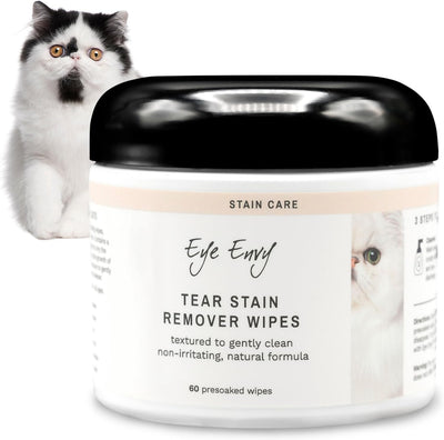 Eye Envy Tear Stain Wipes for CatS,100% Natural Formula,USA Made. 60 Wipes