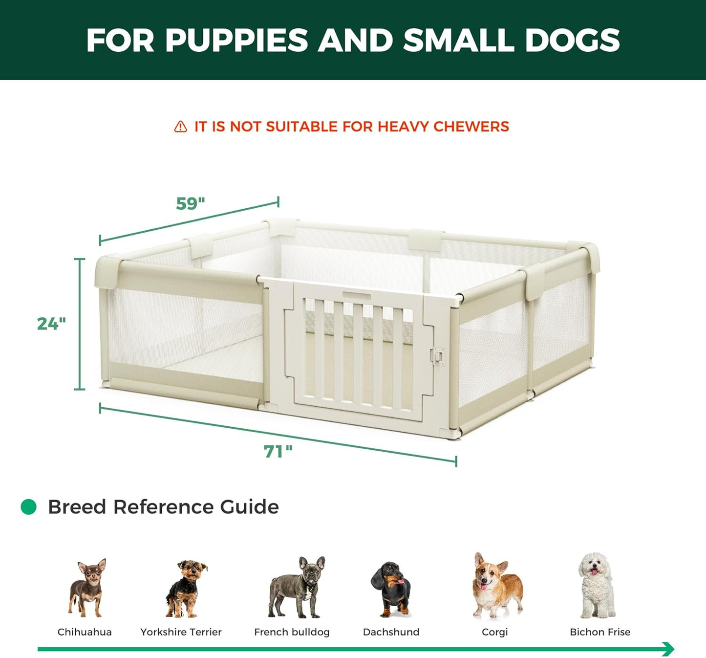 FXW Dog Playpen with Door, 71x59x24 Inch Spacious Safe Play Area