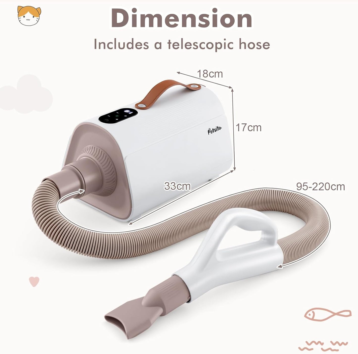 Costway Dog Dryer, Dog Cat Hair Blower with Negative Ion Function, Adjustable Temperature & Airflow
