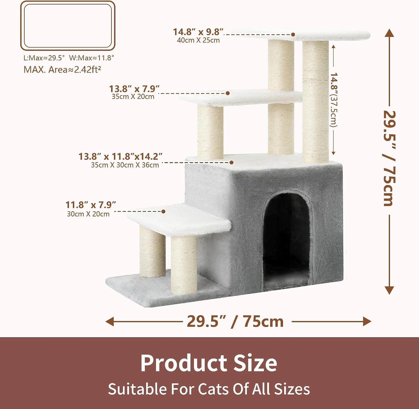 Heybly Cat Scratching Post, Sturdy Pet Stairs & Steps for Indoor Cats and Dogs
