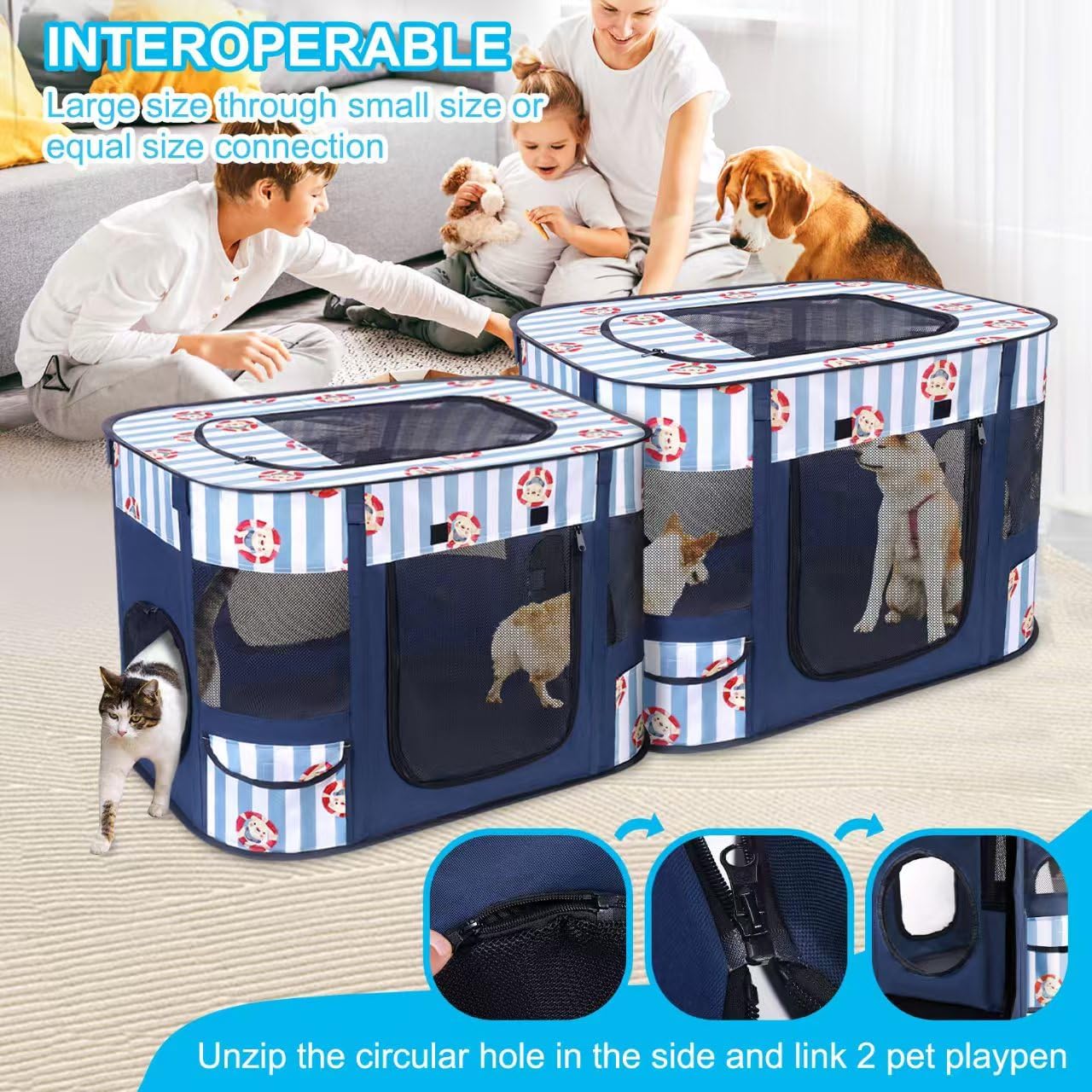 Foldable Dog Playpen Indoor,Expandable Puppy Playpen,Portable Pet Playpen for Small Animals