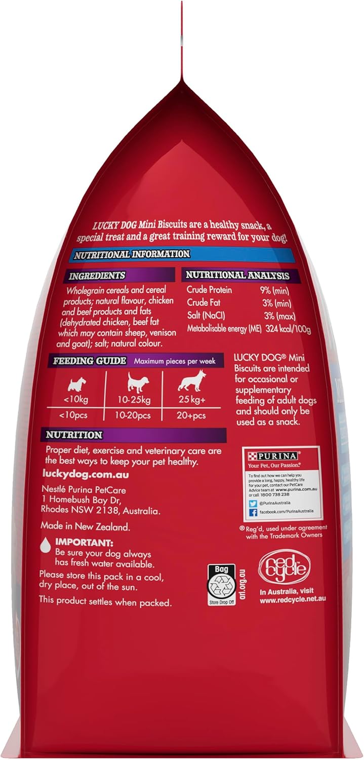 LUCKY DOG Adult Dog Treats Mini Beef and Bacon 800g