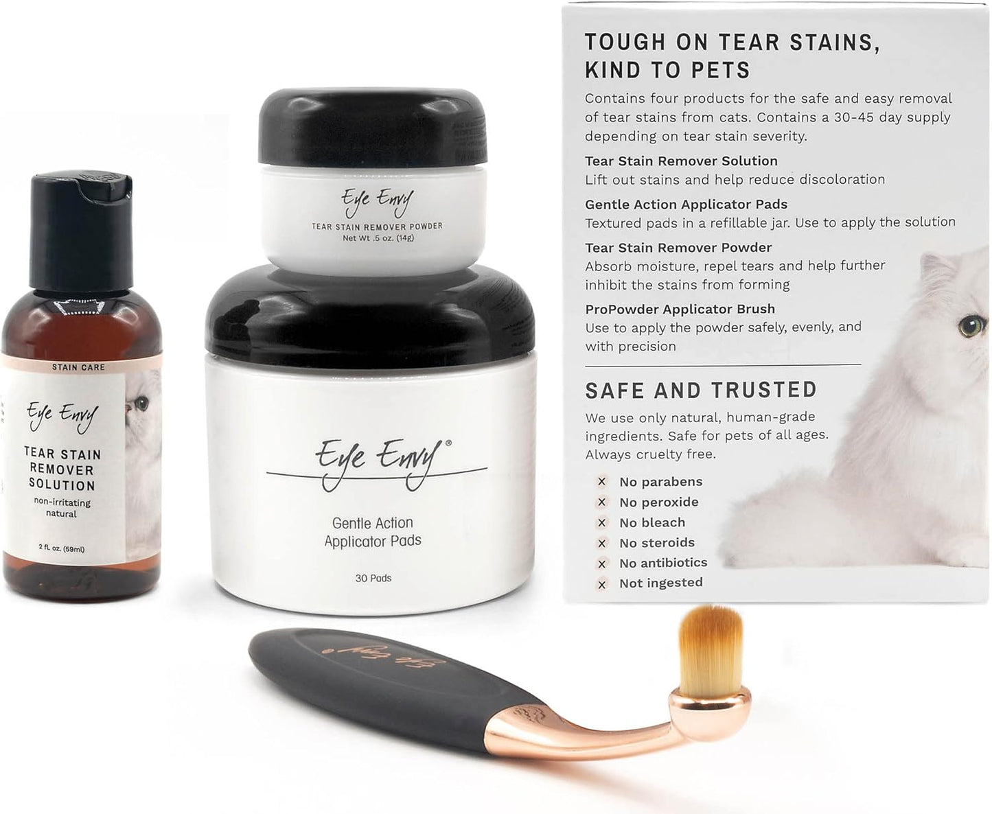 Eye Envy Cat Tear Stain Remover Starter Kit with ProPowder Brush