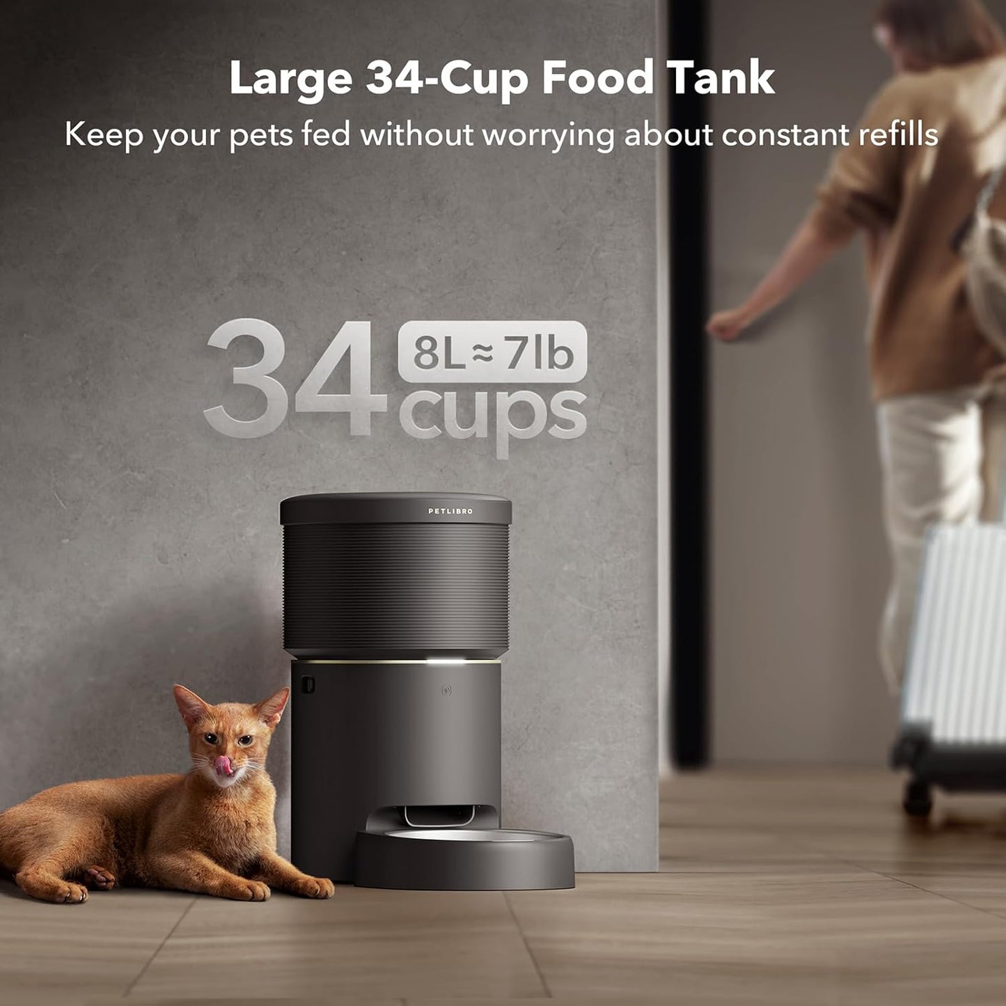 PETLIBRO Automatic Cat Feeders, 5G WiFi Pet Feeder with Vacuum Food Storage for Pet Dry Food, Low Food & Blockage Sensor, 1-10 Meals Per Day, Up to 10s Meal Call for Dog & Cat