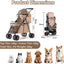 Double Layer Pet Stroller Cat Dog pram, Lockable Wheels Carriers, Foldable for Storage, for Small Medium Sized Pets, Simple Assembly (Brown)