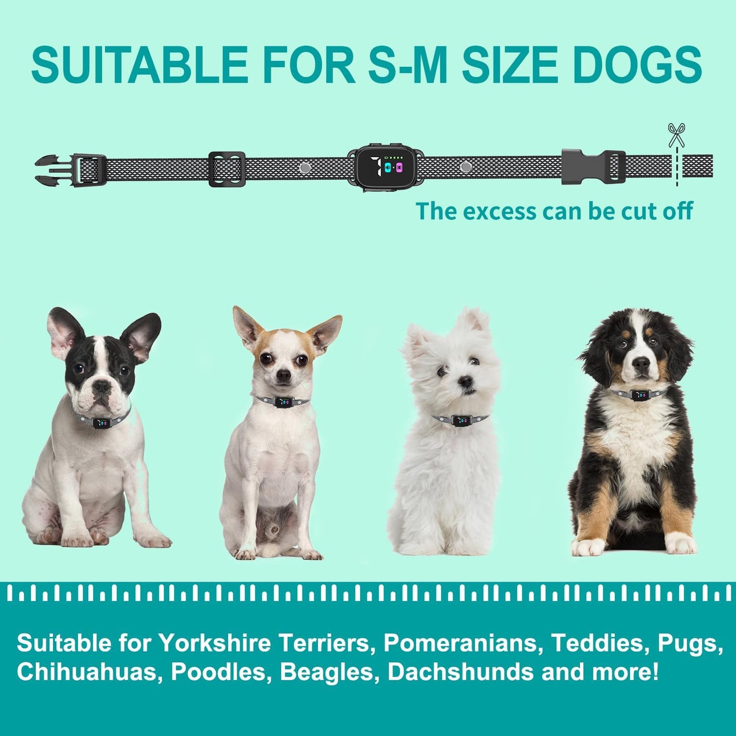 RICIVI Anti-Bark Collar for Small Dogs, No Shock Anti Barking Collars with 7 Sensitivities, 3 Adjustable Modes Beep & Vibration