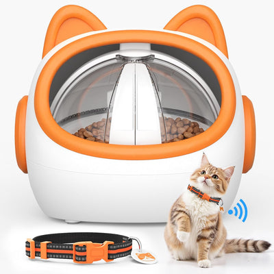 RFID Cat Feeder with Collar Sensors – Automatic Timed Pet Feeder for Multi-Cat, 4 Feeding Modes