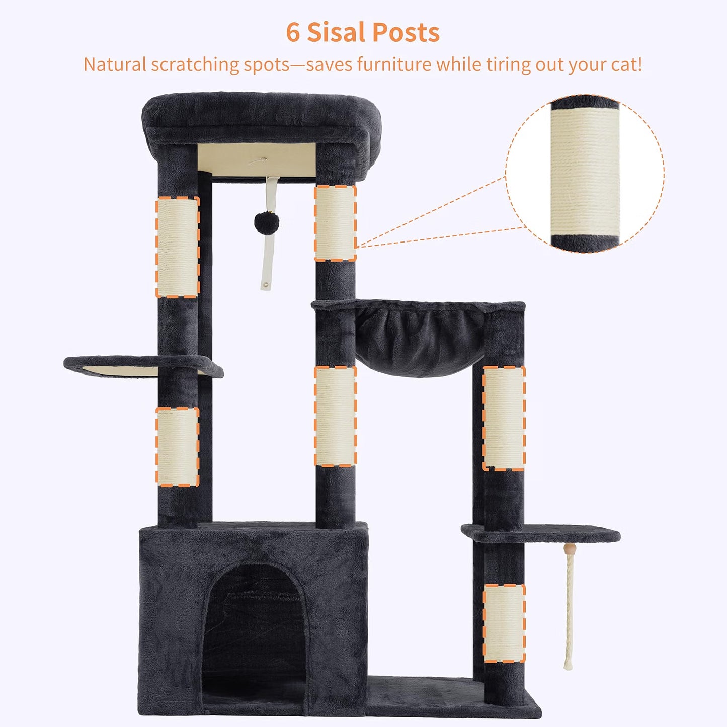 Heybly Heavy Duty Cat Tree with Large Base for Large Indoor Cats