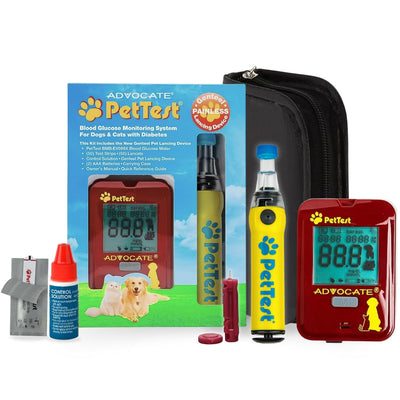 PetTest Painless Glucose Monitoring Kit for Dogs & Cats, Diabetic Pet Blood Sugar Check Gear, Includes Classic Meter, 50 Test Strips